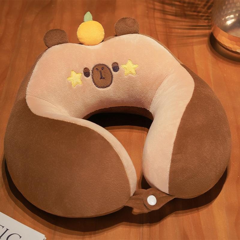 Cartoon U-Shaped Neck Pillow Soft Plush Travel Pillow for Neck Support and Comfort Suitable for Home Office and Travel Use