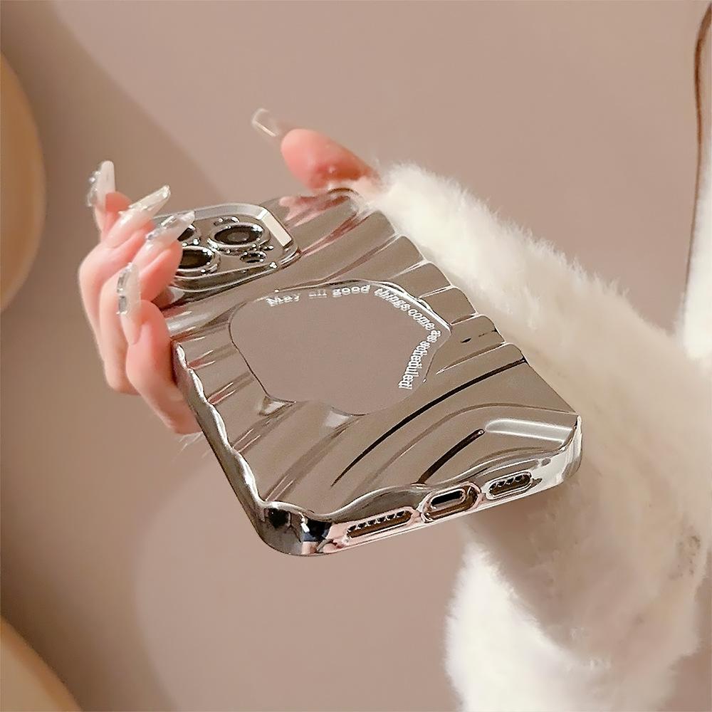 Luxury Plating Mirror Wavy Phone Case For IPhone 17 16 15 14 13 12 11 Pro Max X XS XR 8 7 Plus SE Soft Shockproof Bumper Case Cover