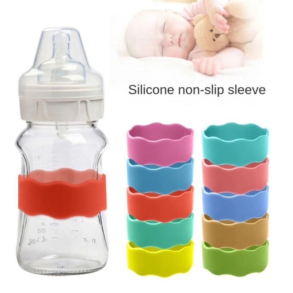 New Silicone Bottle Anti-Slip Band Reusable Solid Color Heat Insulation Bands Water Proof Water Bottle Labels