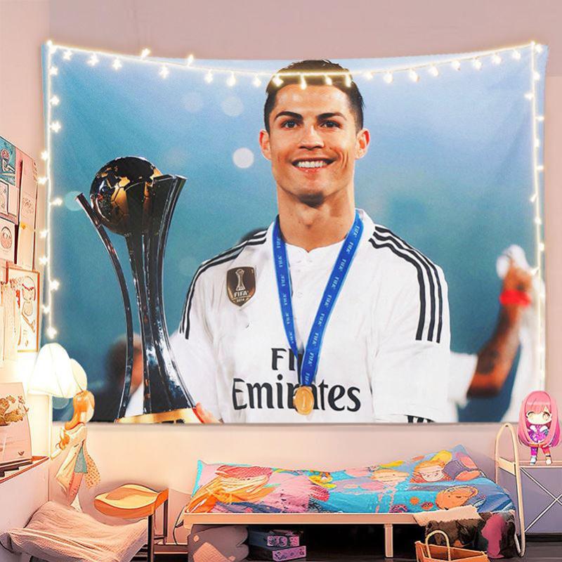 Криштиану Роналду Фоновая ткань Звезда футбола Фон Подвесная ткань Несколько размеров Украшение стены общежития Настенный гобелен