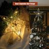 Christmas Tree Topper Star with LED String Light Glitter Christmas Tree Top Star Lamp for Christmas