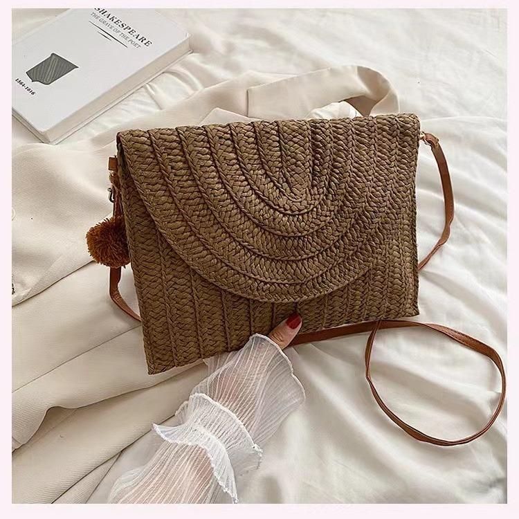 Повседневная женская сумка-конверт, женская модная сумка через плечо, пляжная соломенная плетеная сумка-мессенджер, женская дорожная сумка-тоут