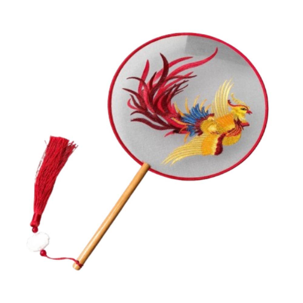 Creative Embroidered Silk Fan Cute Panda Embroidery Round Fan  Home Decorations