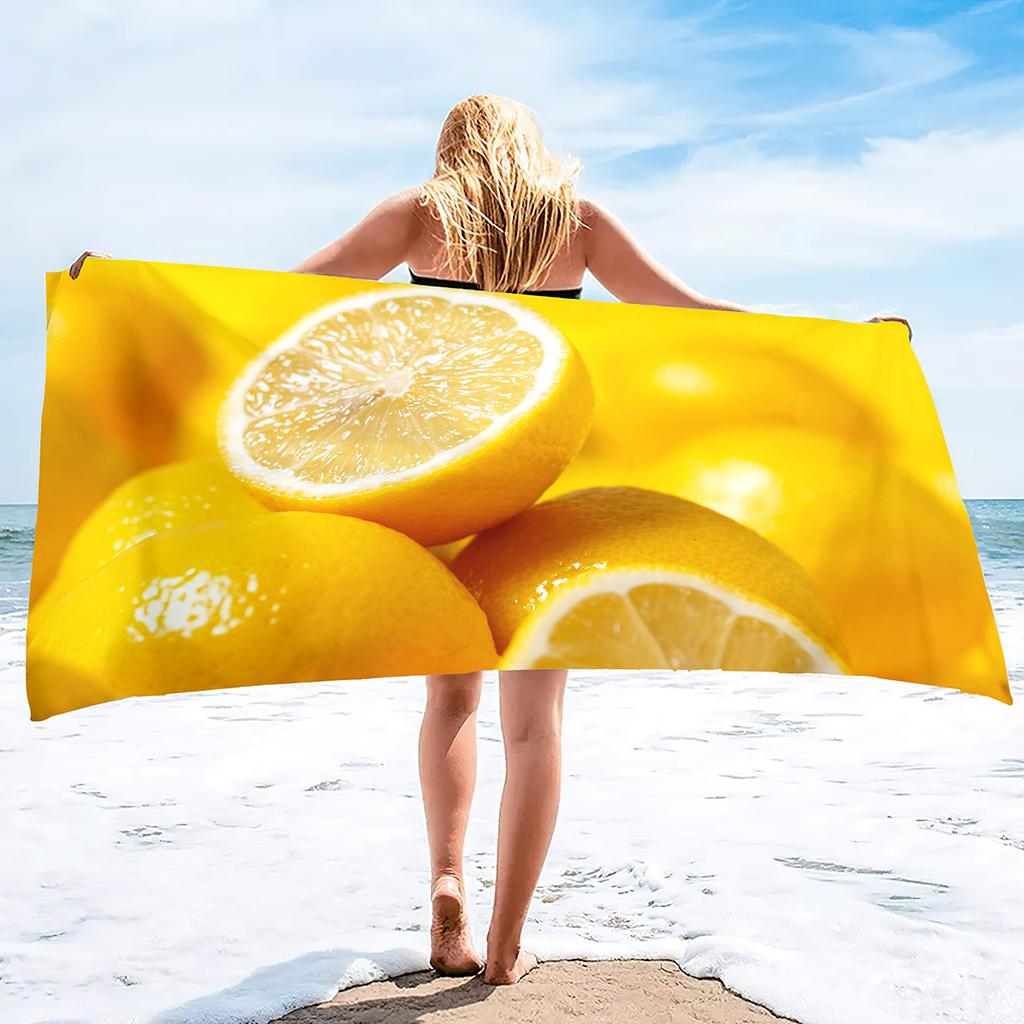 Lemon Printing Series Seaside Vacation Beach Towel Swimming Bath Towel Microfiber Sports Towel
