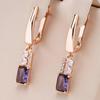 Элегантные висячие серьги с фиолетовым цирконием для женщин, винтажные одинаковые ювелирные изделия, модные подарки