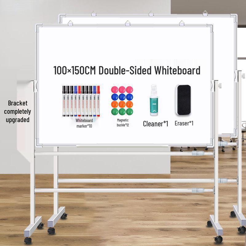 Double-Sided Mobile Easel Whiteboard/Blackboard for Home or Office Use