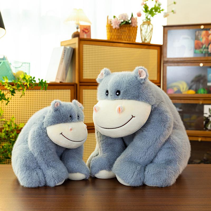 Милая Милая Игрушка Плюшевый Гиппопотам Мультяшная Сидячая Поза Лесное Животное Кукла Дети Спят с Подушкой