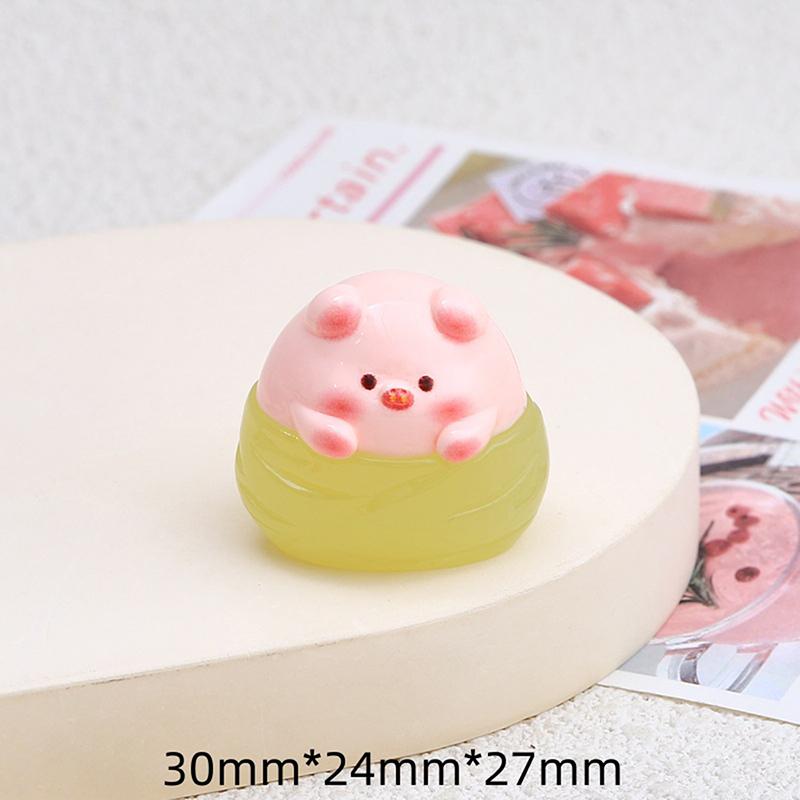 Маленькая светящаяся свинья Zongzi смоляные аксессуары DIY ювелирные изделия мультяшный кремовый клей аксессуары креативные светящиеся украшения