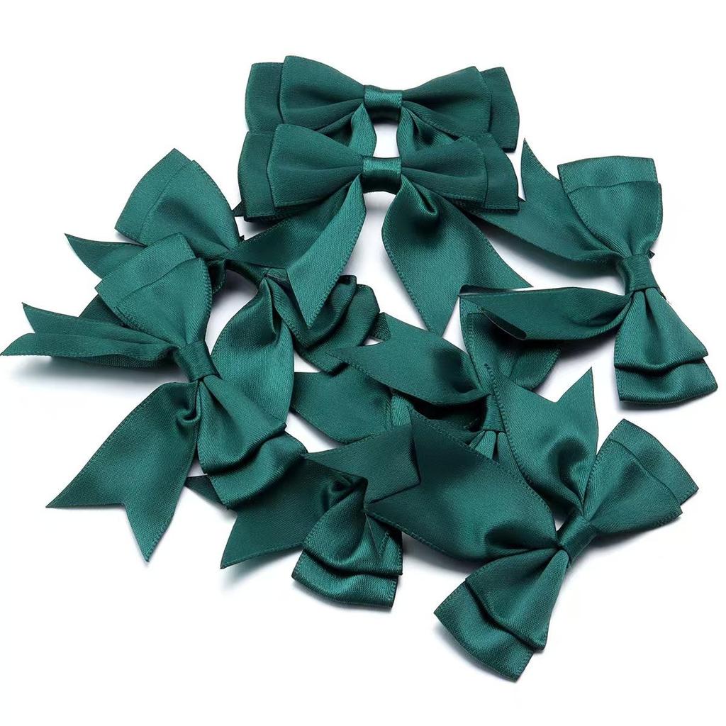 10Pcs Beige Purple Polyester Ribbon Bows Double Deck Bow Patch DIY Gift Clothes Decoration