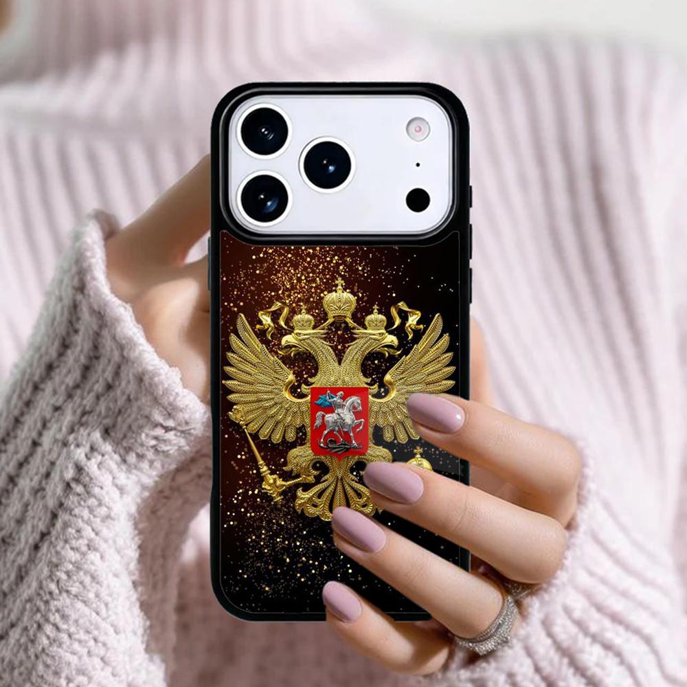 Russian Coat of Arms Phone Case For Apple iPhone 17 Air 16E 15 14 Plus 13 12 11 Pro Max Mini Funda Cover