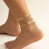 6Pcs/Set Boho Twisted Flat Snake Chain Anklet for Women Summer Beach Vintage Barefoot Ankle Bracelet On Leg Jewelry Accessories