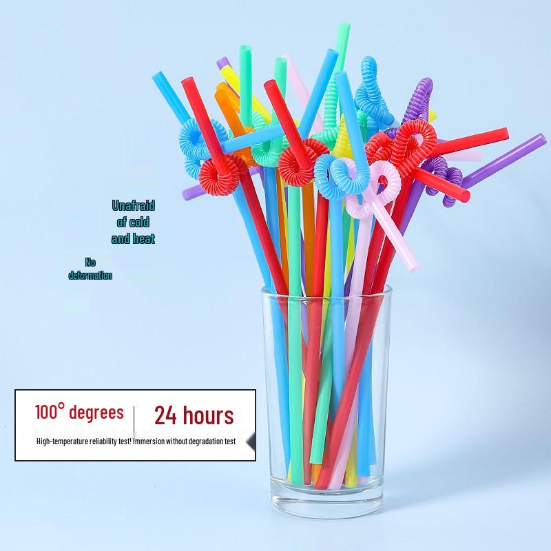 Цветные гнущиеся питьевые трубочки в индивидуальной упаковке для детей - Пищевой класс и устойчивые к высоким температурам