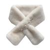 Solid Color Neckerchief Pearl Cross Scarves New Plush Scarf  Women