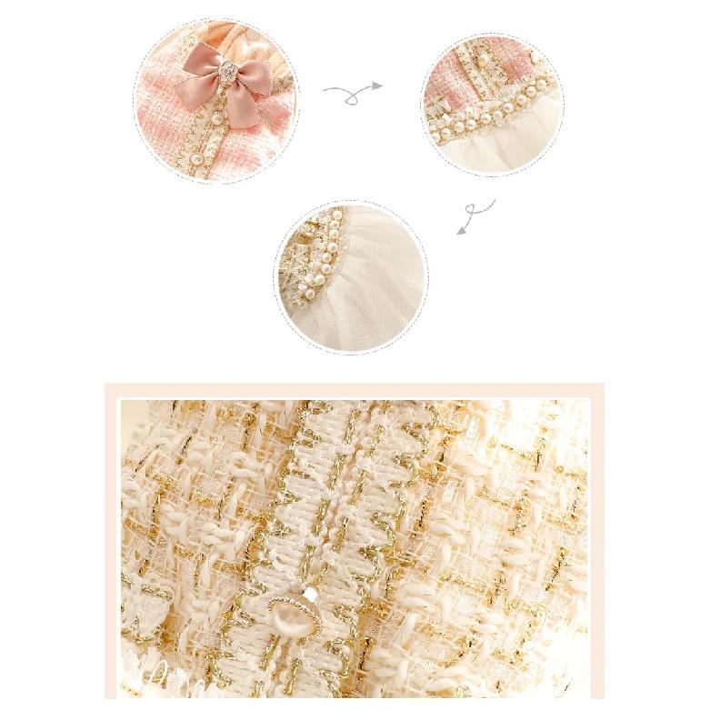 Dog Clothes Autumn and Winter Clothes Cat Princess Tutu Skirt Woolen Pearl Small Dog Pet Dog Dress Cat Mesh Skirt Dog Clothes
