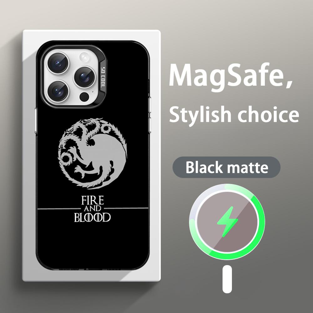 Game thron-es cool logo pattern Phone Case Magnetic IMD Colorful Silver case for iPhone 17 16 15 14 13 12 Pro Max