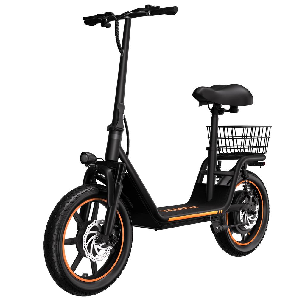 YAMALI X14 Взрослый городской электросамокат с задней рамой Мотор 350 Вт Аккумулятор 36 В 16 Ач 14-дюймовые внедорожные шины Электросамокат для езды на открытом воздухе