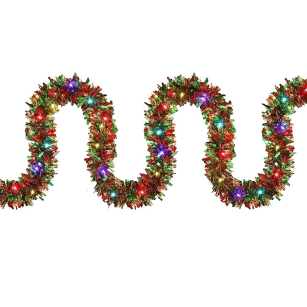 5M/16FT Hanging Tinsel Garlands with LED Lights DIY Christmas Decoration New Year