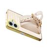 For iPhone 16 Case Crocodile Texture PU Leather+TPU Electroplating Phone Cover Wristband Kickstand - White