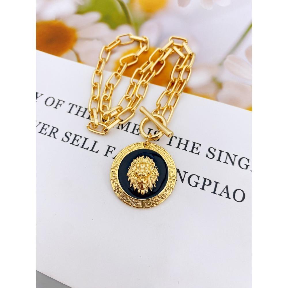 Преувеличенное короткое ожерелье с подвеской в ​​виде головы льва, ювелирное колье из цинкового сплава для женщин