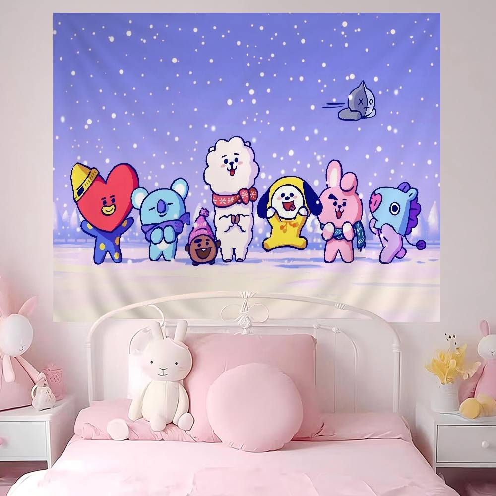 BBt21 Group cartoon anime Anime Tapestry Hippie Flower Wall Carpets Dorm Decor Wall Hanging Home Decor