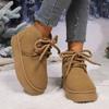 2024 New Style Fashionable Versatile Comfortable Winter Warm Women's Boots Solid Color Lace Up Short Snow Boots