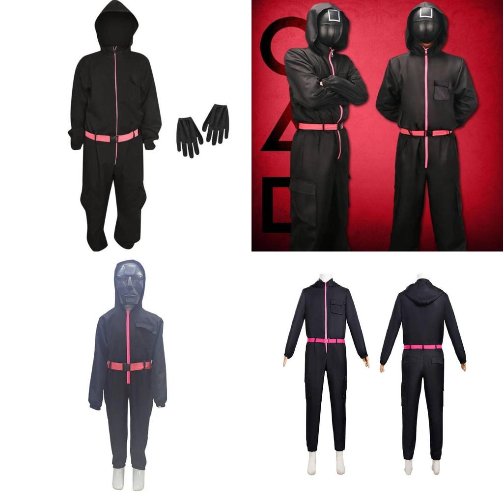 Игра в кальмара Популярный фильм Костюм на Хэллоуин для детей из смесовой ткани с хлопком Косплей-костюм