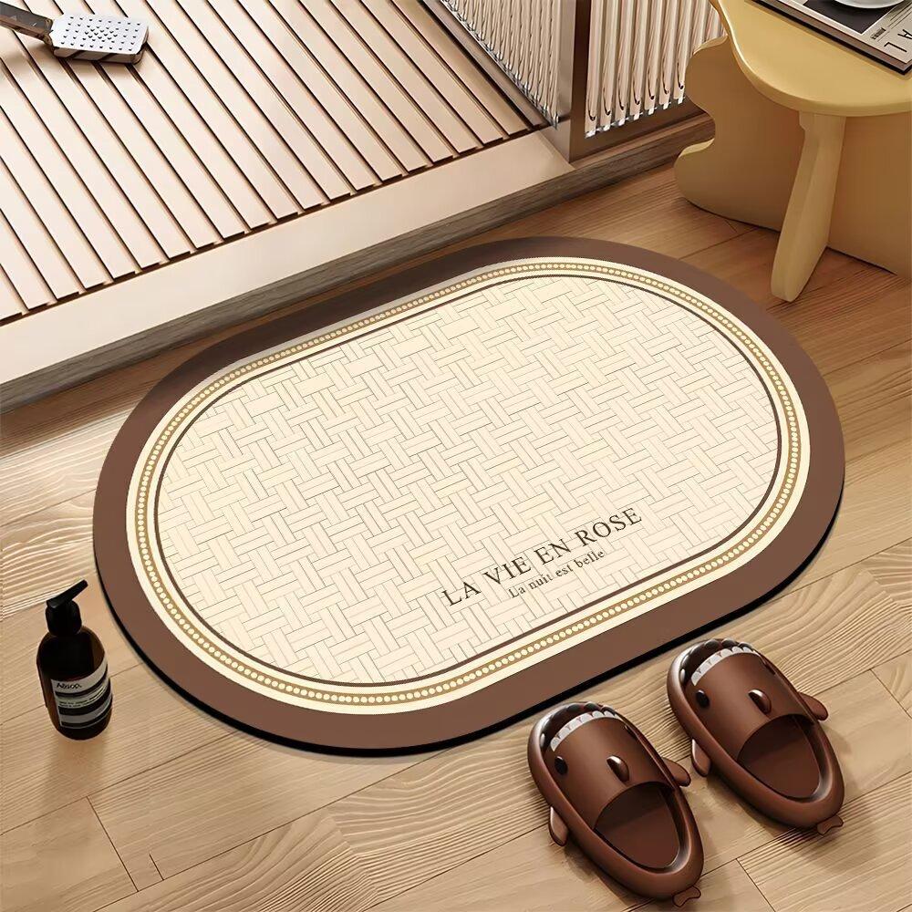 Bathroom Absorbent Floor Mat, Toilet Soft Diatom Mud Non-Slip Toilet Rubber Floor Mat, Bathroom Door Quick-Drying Carpet
