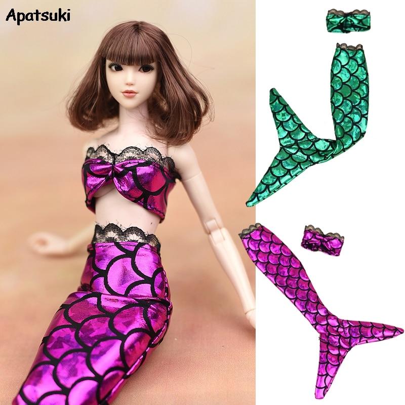 Аксессуары для кукол KidsToy Одежда для русалки для куклы Барби Оригинальный бюстгальтер с хвостом + платье для куклы Одежда для куклы Барби 1/6 DIY игрушка