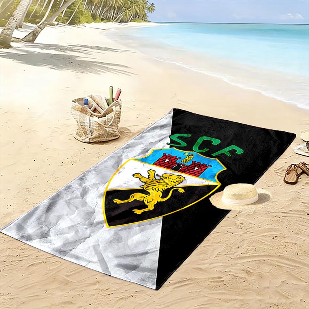 Golden lion guarding stronghold Print beach towel, quick drying, suitable for travel, outdoor sports, jogging, the beach and swimming, gift