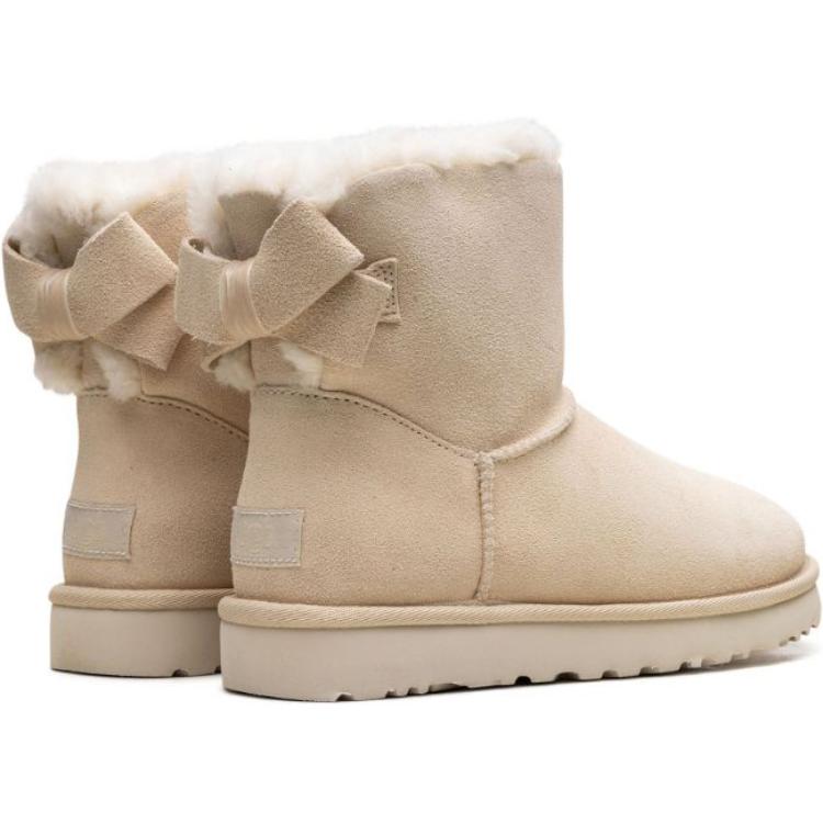 UGG Mini Bailey Suede Warm Durable Bow Versatile Short Snow Boots Women Boots Beige 1153514-CRM