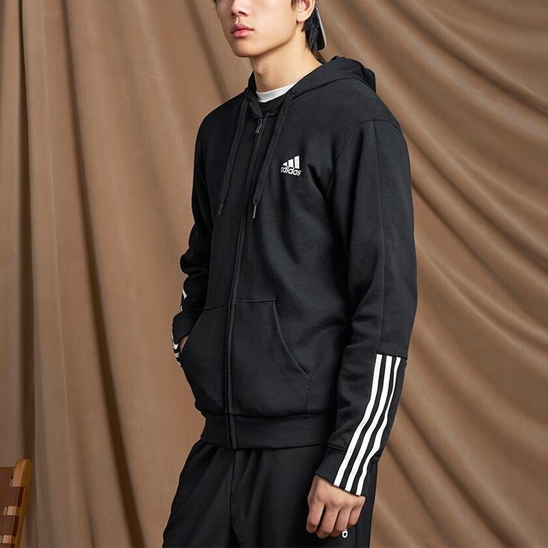 adidas Толстовки Мужские Черные С Капюшоном Умеренный Кардиган GS1581