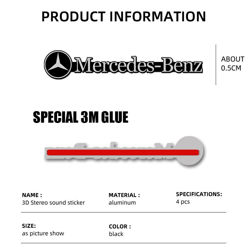 4pcs Car 3D metal Aluminum audio decorate Emblem Stickers for Mercedes-benz A C E S Class W203 W220 W206 W205 W211 C260 VC0