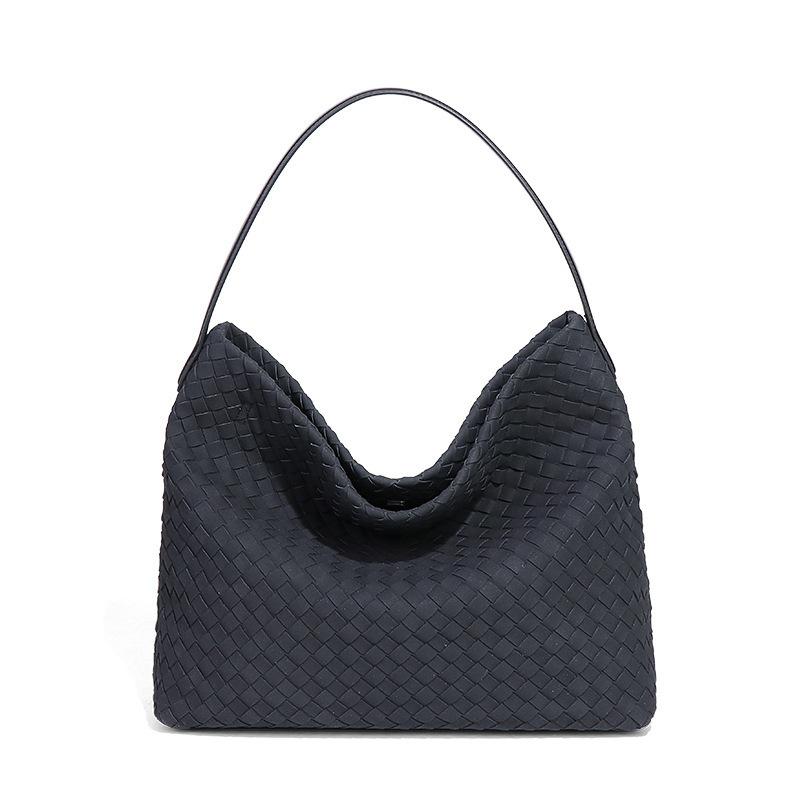 Retro Matte Large-Capacity Tote Bag, Hand-Woven Bag, Light Luxury Fashion Shoulder Messenger Women'S Bag, Trendy Bucket Bag