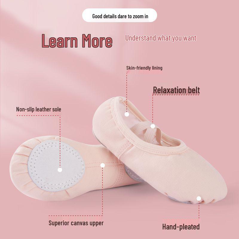 Girls' Strapless Non-Slip Soft Sole Ballet and Modern Dance Shoes