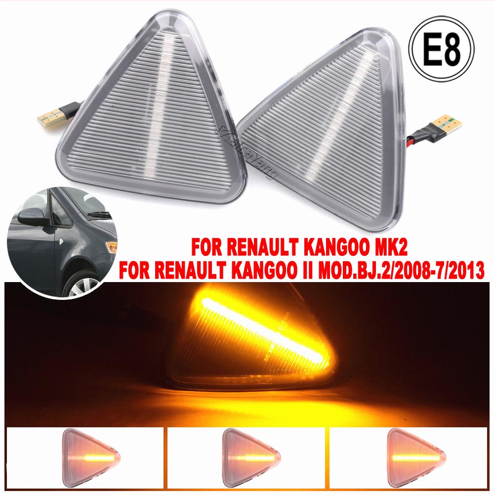 Amber Front Fender Turn Signal Side Marker Lamp for RENAULT KANGOO II Mod.Bj. 2008-2013 LED Dynamic Smoked Lens