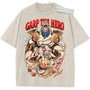 Unisex Black Washed Vintage T  Shirt One Piece Garp The Hero Justice Flame Style High  Quality Fabric for Casual Shopping