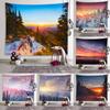 Winter Landscape Wall Art Aesthetic Tapestry Sunset View Tapestry Dormitory Room Aesthetic Decor Bedroom Home Decor