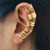 Gold Leaves Ear Cuff Black Non-Piercing Ear Clips Fake Cartilage Earrings Clip Earrings For Women Men Wholesale Jewelry