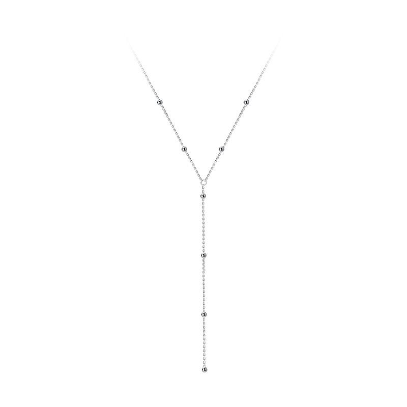 Серебряное ожерелье S925 с темпераментом, женское, корейская версия, сладкое, маленькое, свежее, с бусинами, буква Y, кисточка, цепочка на ключицу