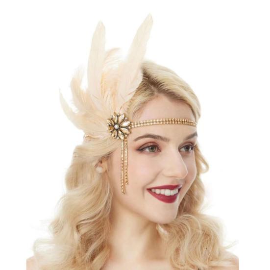 1920s Jewelry Set Headband Gloves Earrings Set Sparkling Earrings Headwear with Sequins Beads Role-Playing Accessories