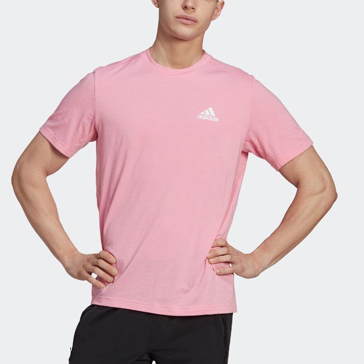 adidas Aeroready Designed To Feelready Однотонная футболка с круглым вырезом и короткими рукавами с логотипом Мужские топы Пышно-красный HL4695