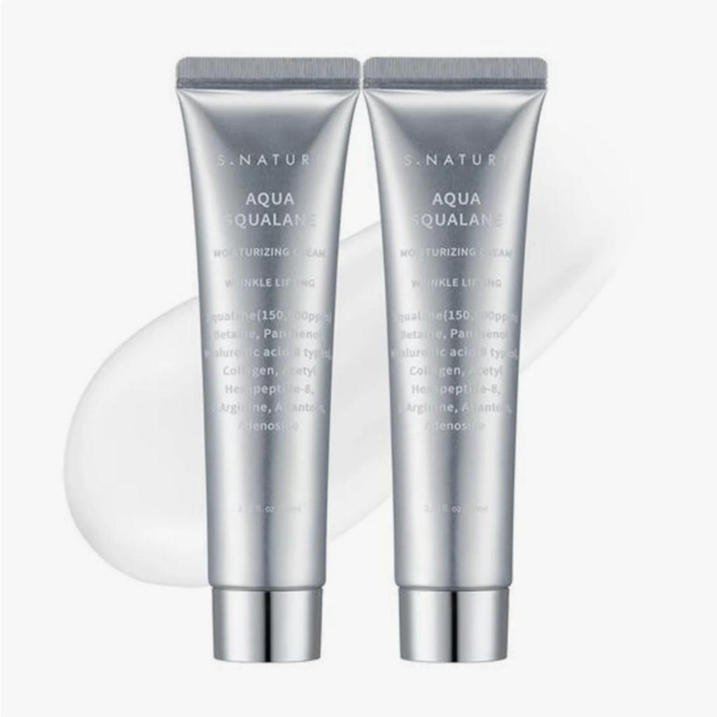 S.NATURE Aqua Squalane Moisturizing Cream 60ml Double Pack (+Mini Mirror)