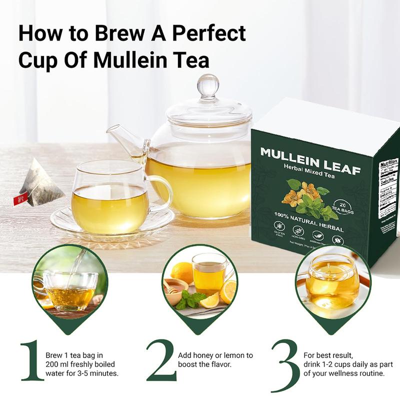 BetterLungs Mullein Tea Bags for Lung Detox - Respiratory Support with Thyme, Elderberry, Ginseng, Ginger, Caffeine Free, 15 Bag