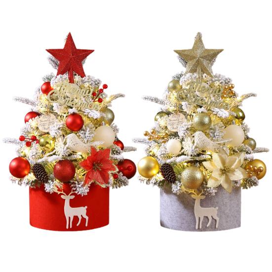 Мини-елка, искусственная настольная елка с шишковидными шариками, светодиодная подсветка на батарейках