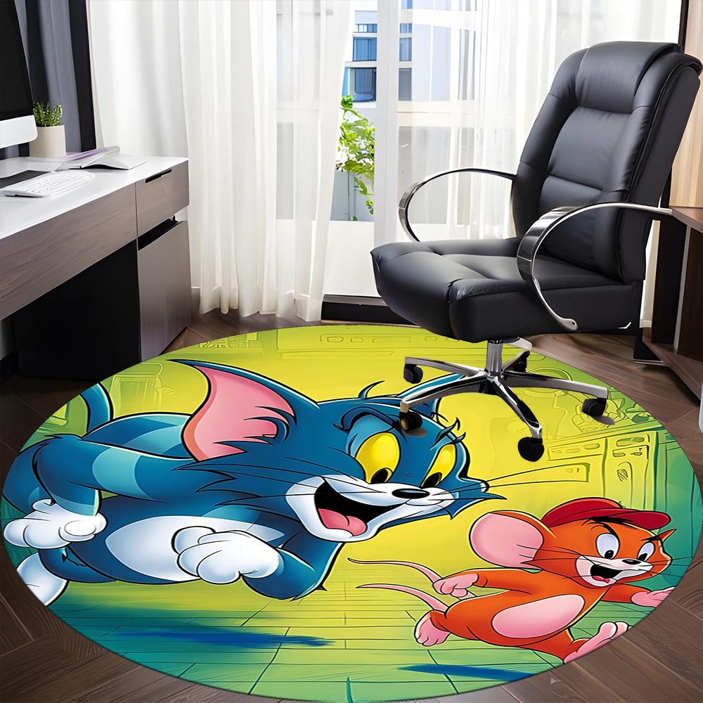 1pc Tom Jerry Office Round Area Rug, Under Office Chairs Bedroom Living Room Home Decor, Room Decoa1016118