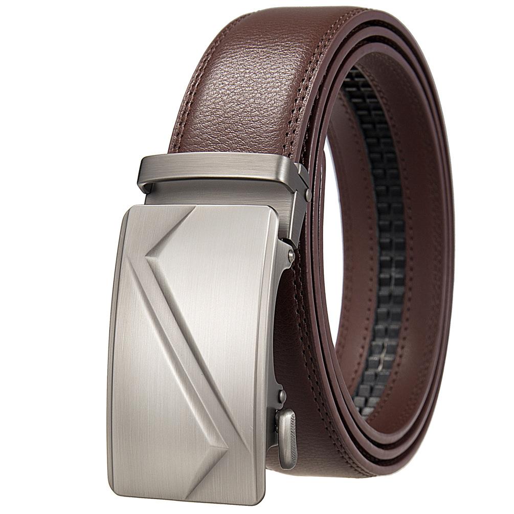 1Pcs Automatic Buckle Business Belt, Simple Men'S Automatic Buckle Belt Alloy Belt Ly36-35351-1