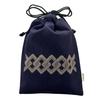 Edoten Shingen Achibukuro Gozai Cotton Sashiko Drawstring Goshuincho Stamp Bag with Inner and 038 Yoshiwara Purple Bag, (Drawstring Bag), Bag, 100%