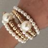 Новый модный преувеличенный браслет из круглых бусин из искусственного жемчуга, набор из 5 штук, многослойный креативный ювелирный набор