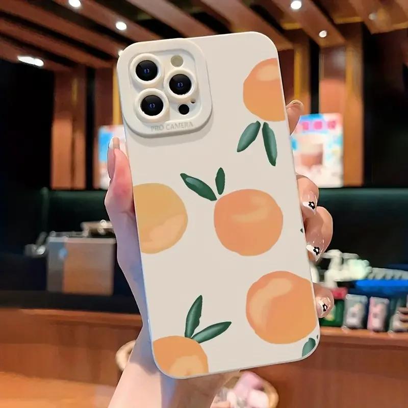 Яркий оранжевый чехол с рисунком фруктов для iPhone 11 12 13 14 15 Pro Max XS XR X 7 8 Plus SE 2020, противоударный мягкий силиконовый чехол из ТПУ