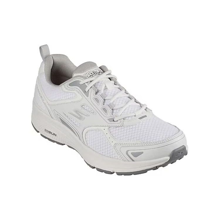 Skechers Go Run Стильные Минималистичные Удобные Легкие Низкие Повседневные Беговые Кроссовки Мужские Сникерсы Белый Серый 220034-WGY